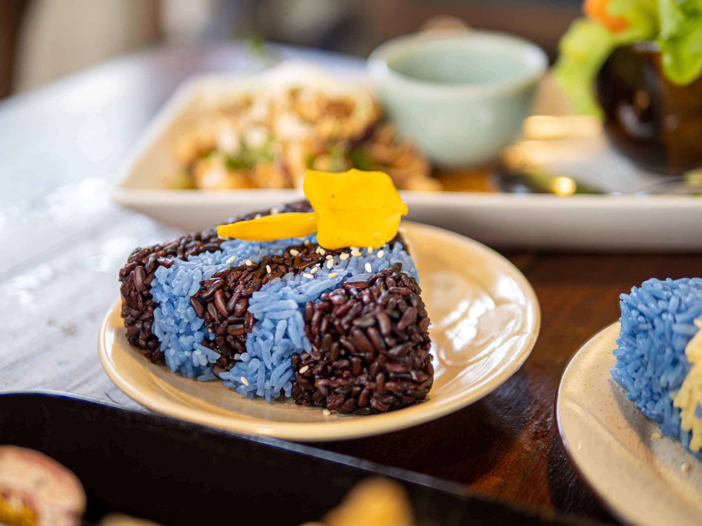 Thai desserts and drinks spread on a table